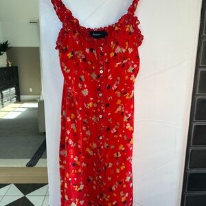 Realisation Par Red Floral Ruffle Dress